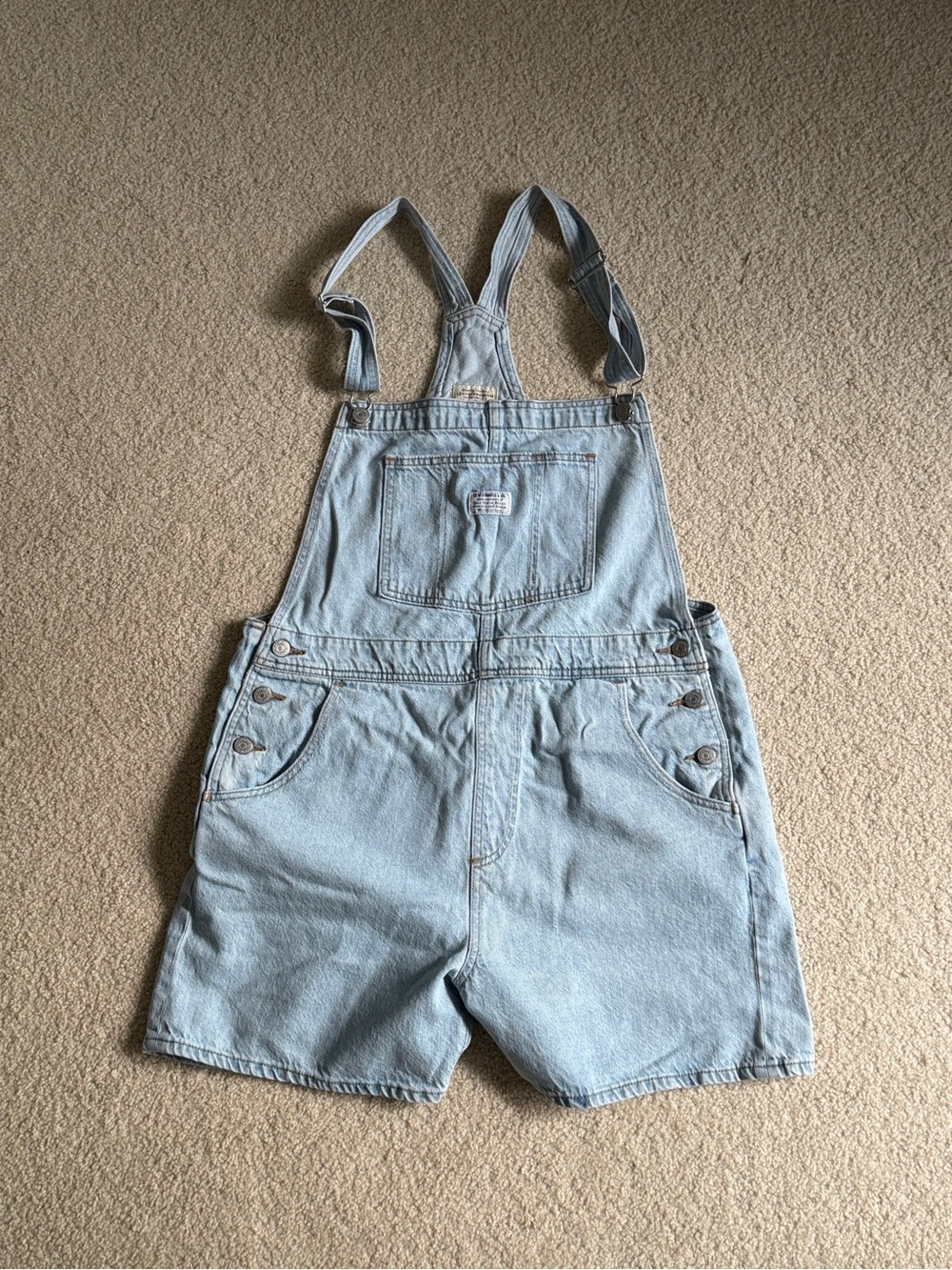 Levi’s Light Wash Denim Short Overalls